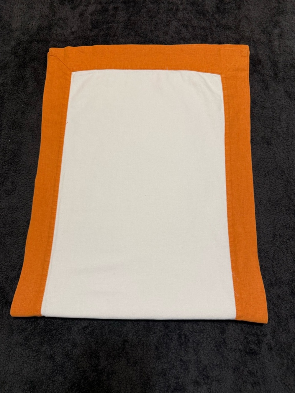 Pottery Barn White Linen Orange Trim Table Runner